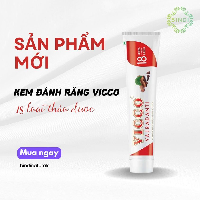 Dòng sản phẩm đầu tiên hôm nay Bindi sẽ bật mí với các bạn đó chính là Kem đánh răng Vicco 18 loại thảo dược.jpg